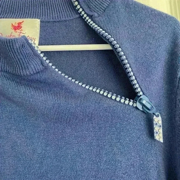 Quacker Factory Purple Sweater Soft Rhinestone zipper 1X - Picture 3 of 5